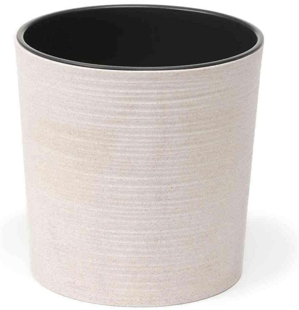 SIENA GARDEN Pflanzgefäß ECO Lens, weiß, Ø 25 x 25,5 cm Kunststoffgefäß mit Holzfaseranteil und Einsatz Bild 1