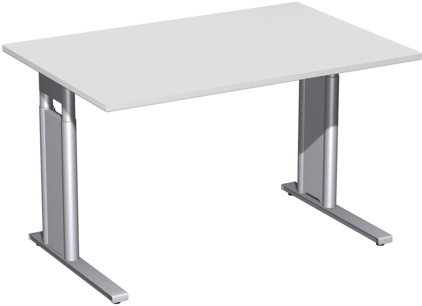 Schreibtisch 'C Fuß Pro' höhenverstellbar, 120x80cm, Lichtgrau / Silber Bild 1