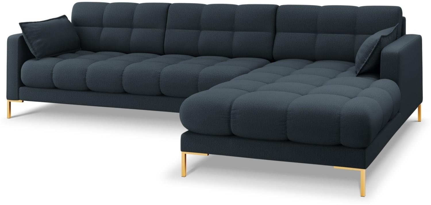 Micadoni 5-Sitzer Ecke rechts Sofa Mamaia | Bezug Blue | Beinfarbe Gold Metal Bild 1