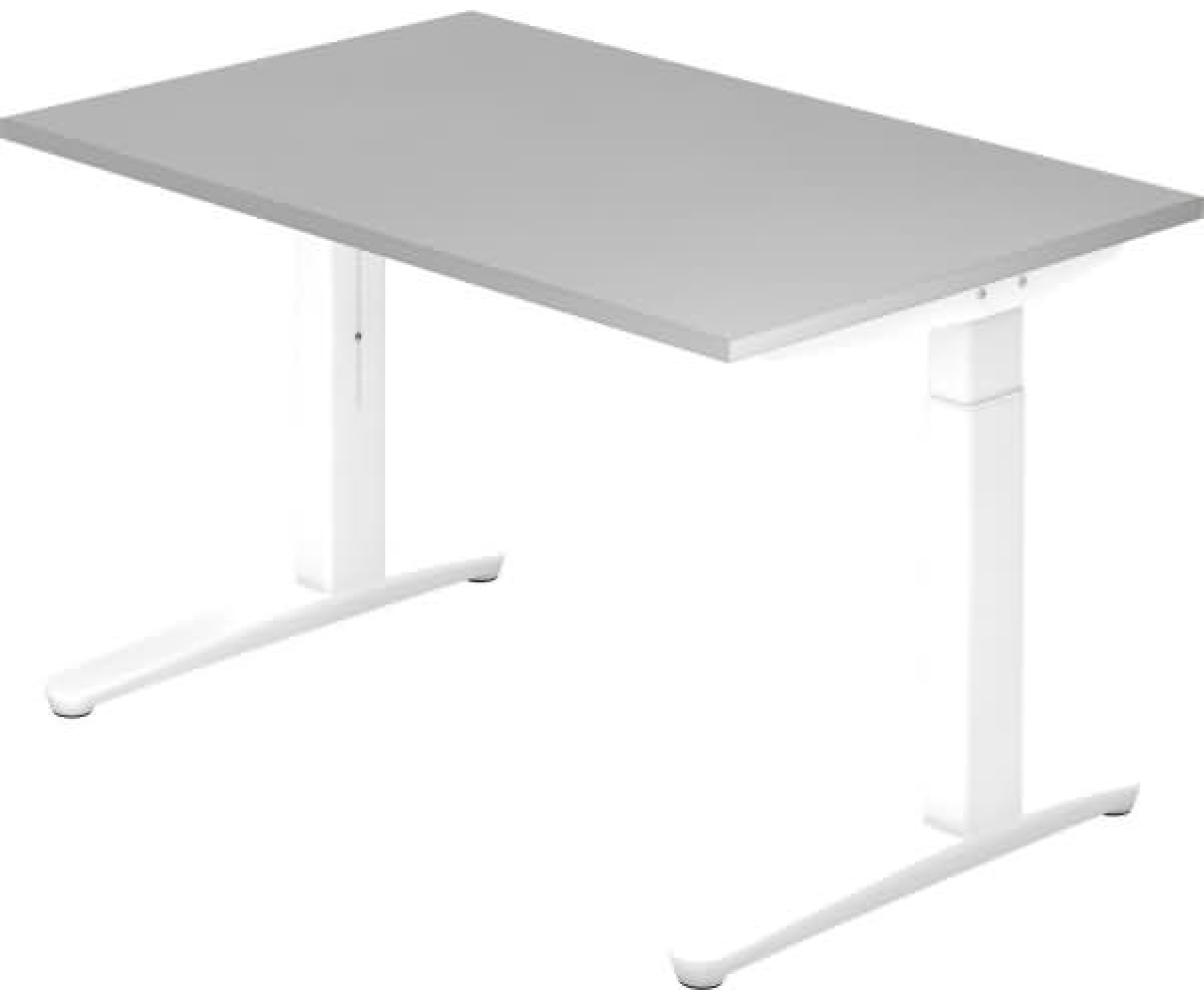 'XB12' Schreibtisch, C-Fuß, 120x80cm, Grau/Weiß Bild 1