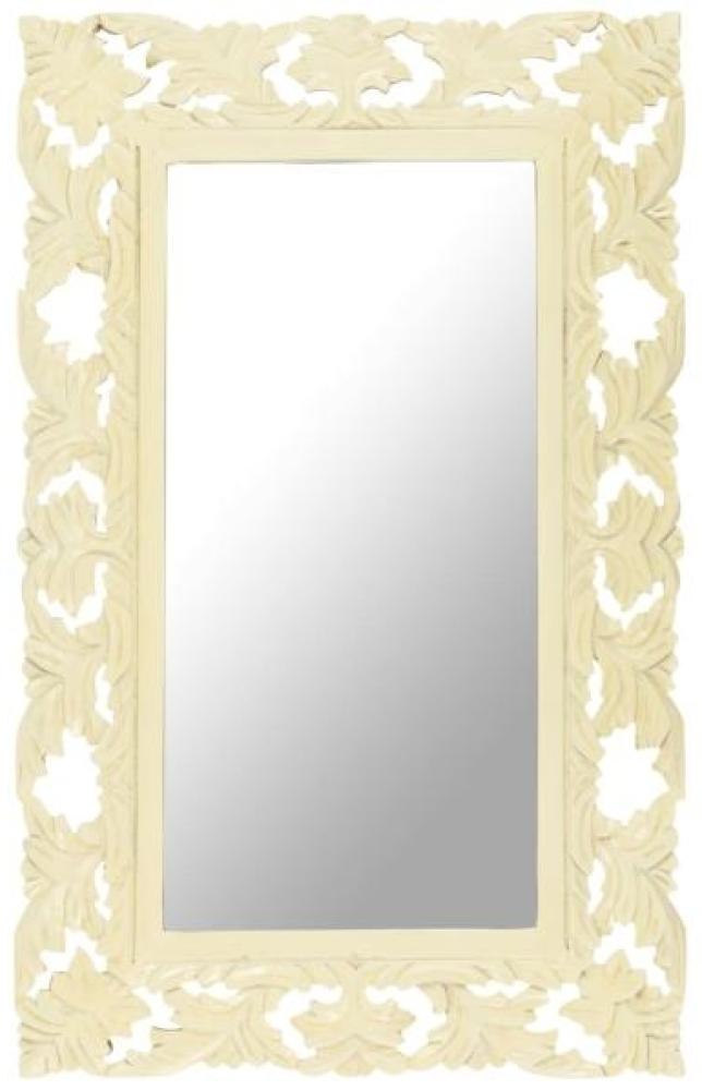 Spiegel Handgeschnitzt, Massivholz Mango Weiß, 80 x 50 cm Bild 1
