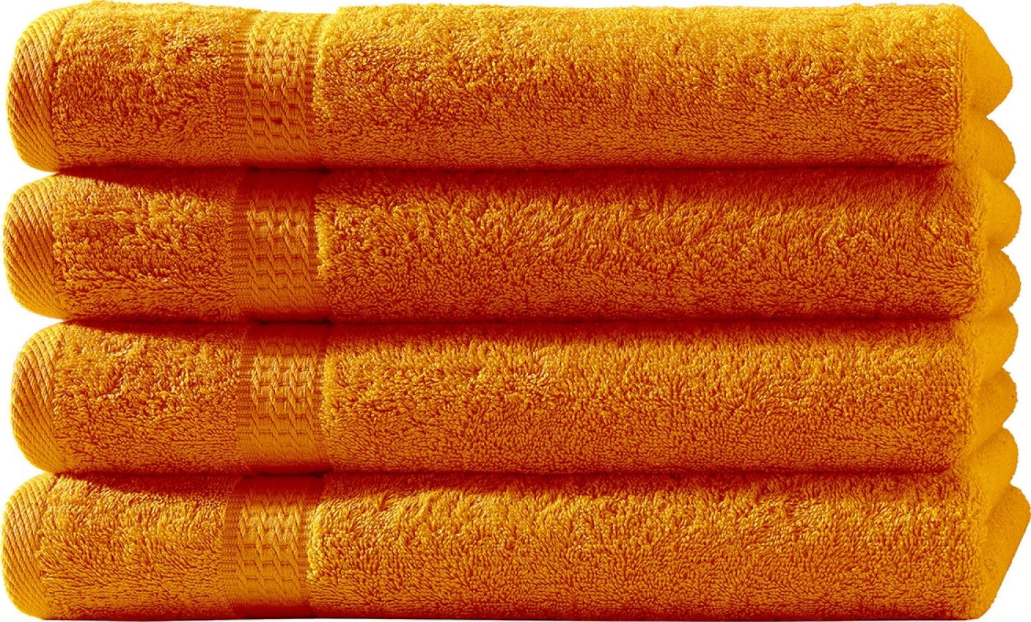 Müskaan - 4er Set Frottee Gästetücher Elegance 30x50 cm 100% Baumwolle 500 g/m² Gästetuch orange Bild 1