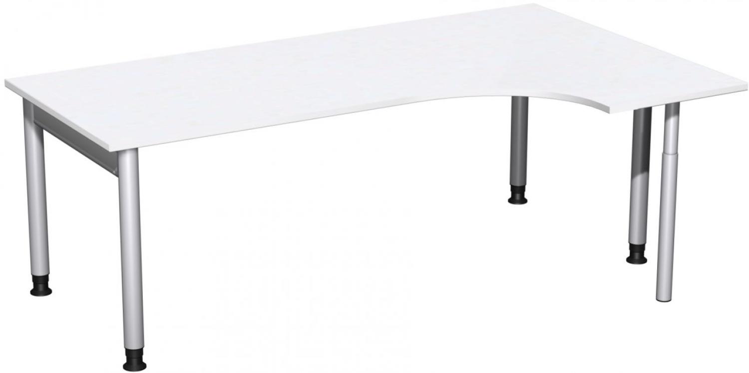 PC-Schreibtisch '4 Fuß Pro' rechts, höhenverstellbar, 200x120cm, Weiß / Silber Bild 1