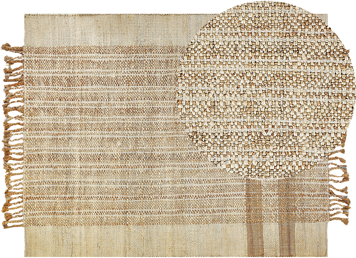 Teppich Jute sandbeige 160 x 230 cm geometrisches Muster Kurzflor ORTAOBA Bild 1