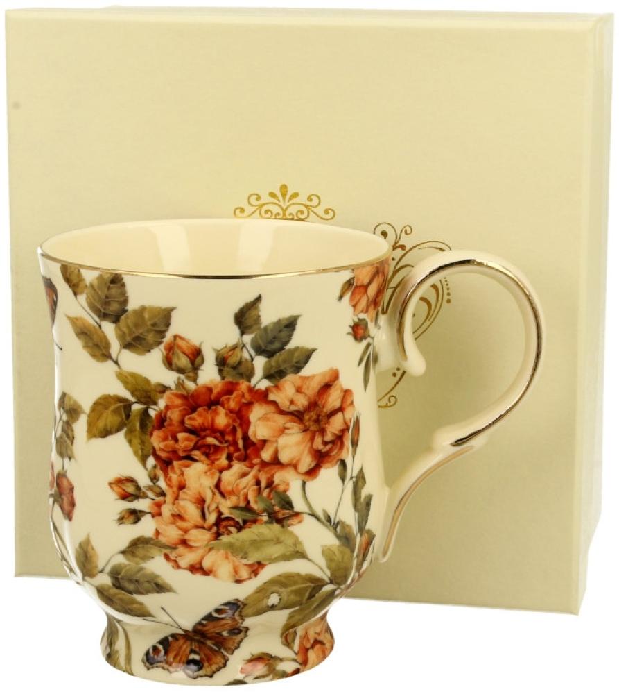 DUO ECRU Becher 450 ml HERBAL ROSES New Bone China Porzellan Bild 1