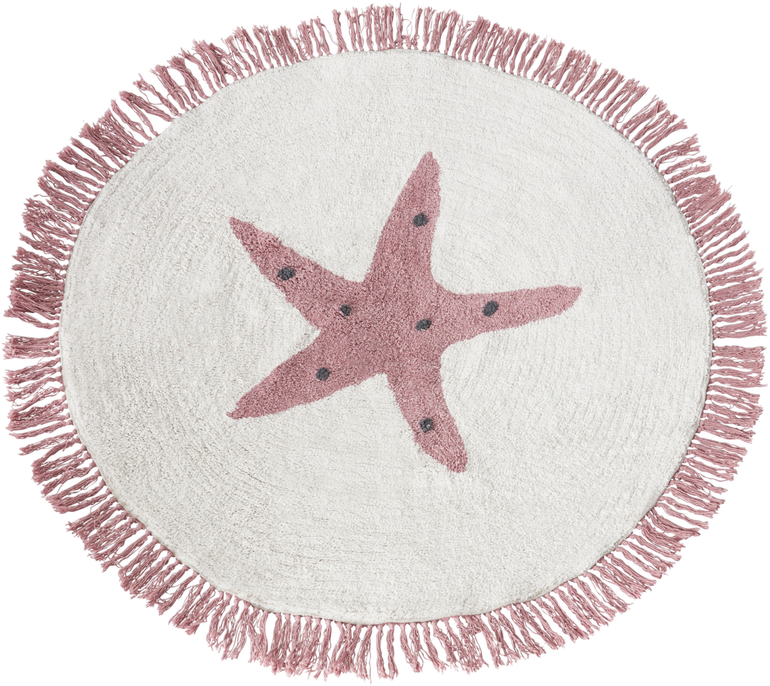 Kinderteppich aus Baumwolle mit Sternenmotiv ⌀ 120 cm cremeweiß STARS Bild 1
