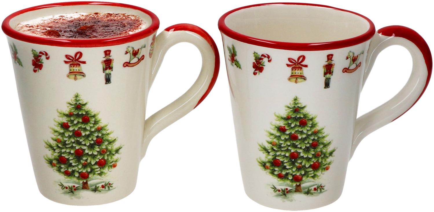 2x Maestro Natale Kaffeebecher 340ml H12cm Keramik-Tassen Glühwein Tee Bild 1