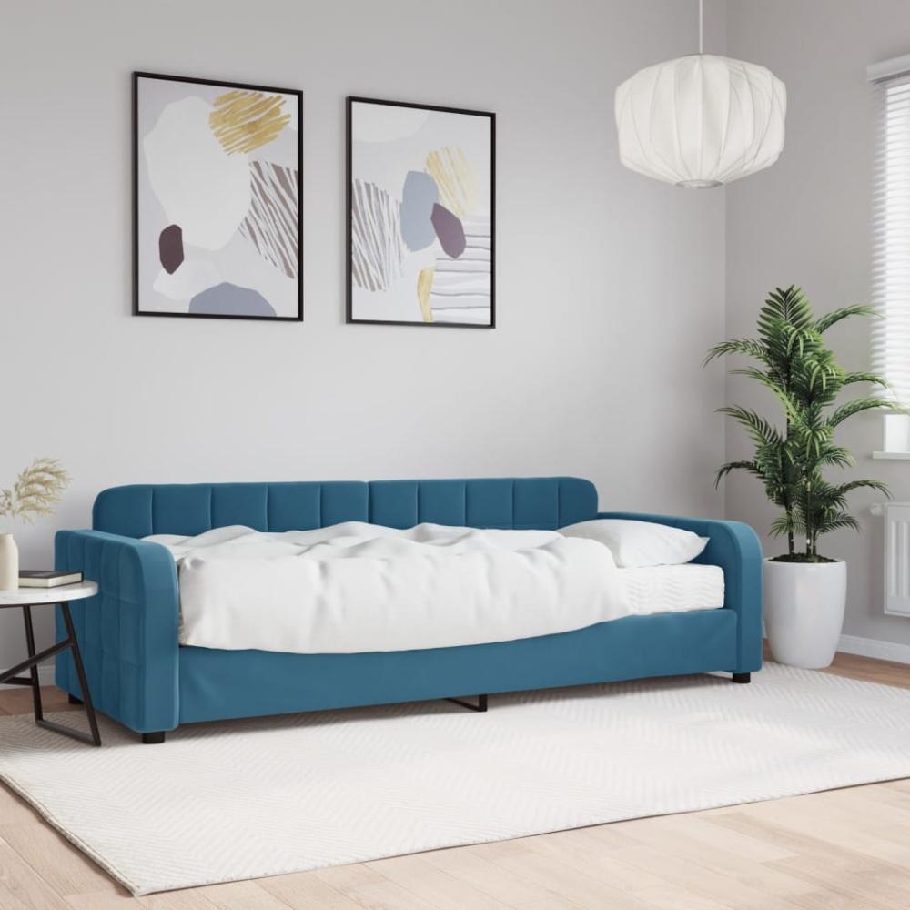 Tagesbett mit Matratze Blau 80x200 cm Samt (Farbe: Blau) Bild 1