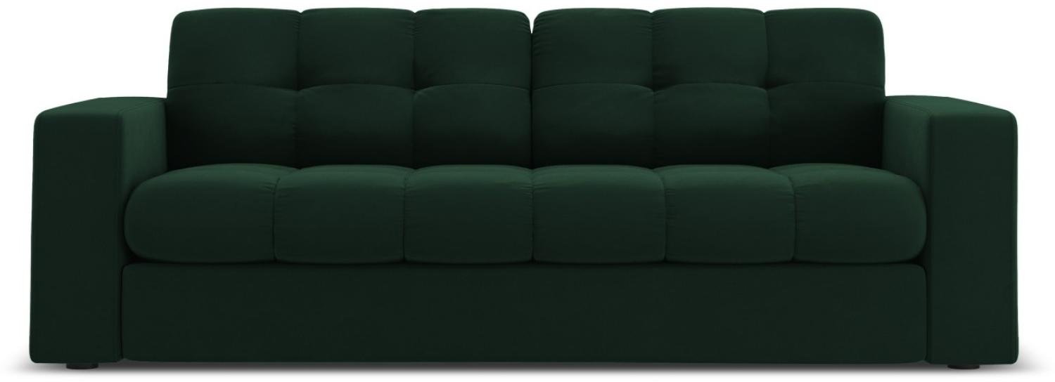 Micadoni 2-Sitzer Samtstoff Sofa Justin | Bezug Bottle Green | Beinfarbe Black Plastic Bild 1