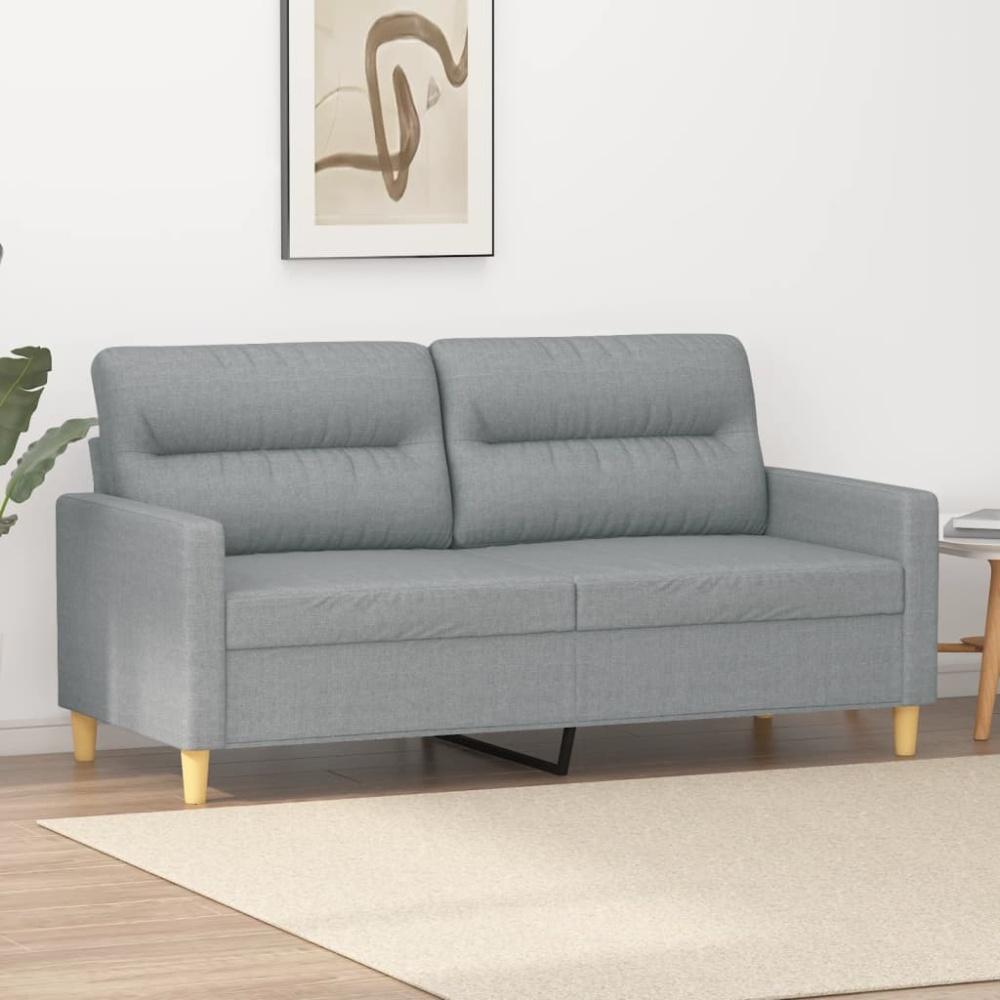 vidaXL 2-Sitzer-Sofa Hellgrau 140 cm Stoff Bild 1