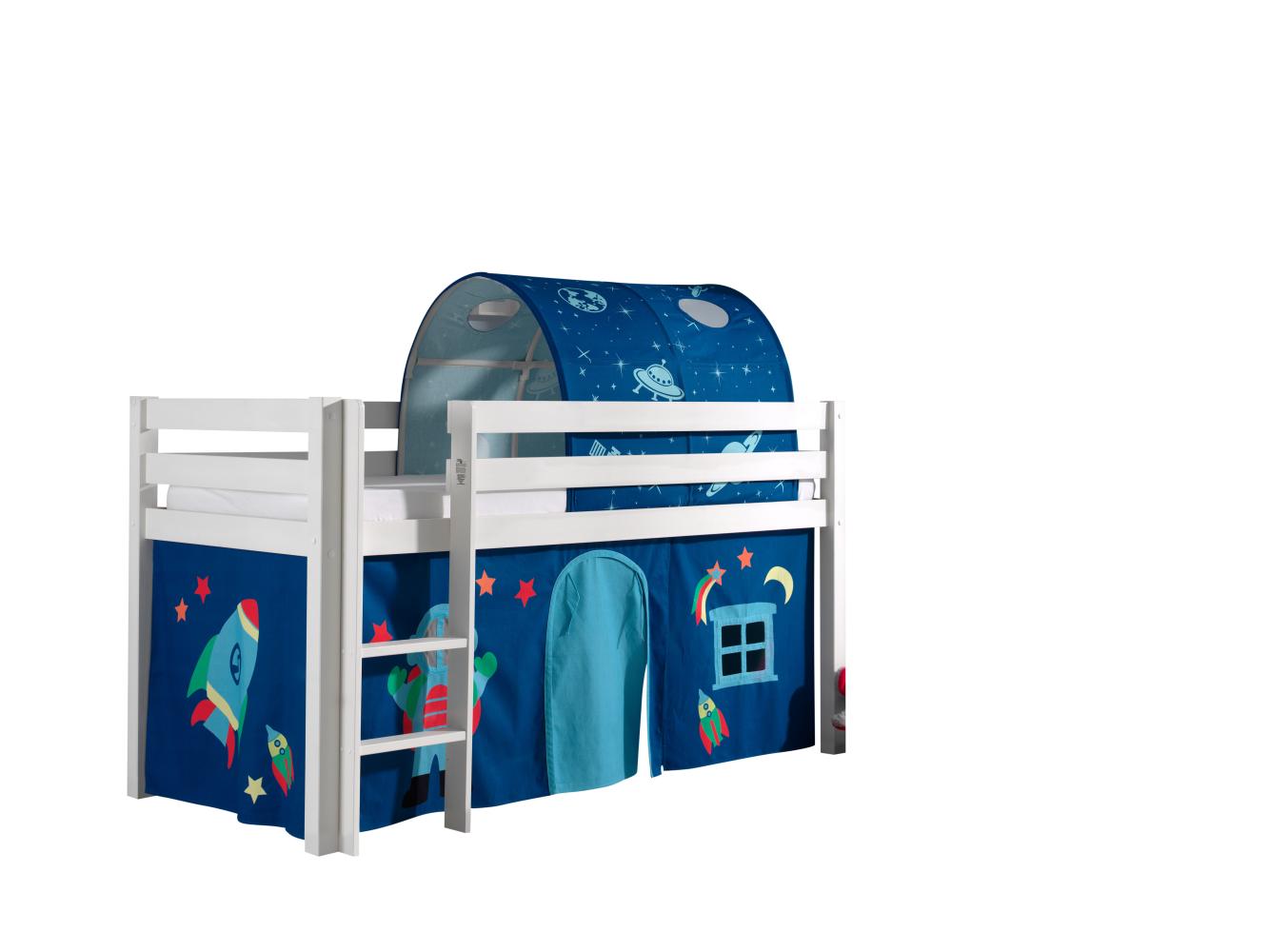 Spielbett Pino mit Textilset Vorhang und Tunnel "Astro" Bild 1