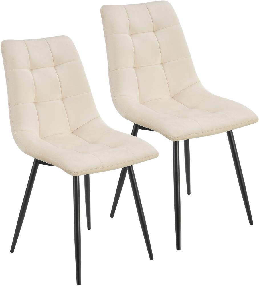 Juskys Esszimmerstühle Blanca 2er Set - Samt Stühle gepolstert - Stuhl für Esszimmer, Küche & Wohnzimmer - modern, belastbar bis 120 kg Beige Bild 1