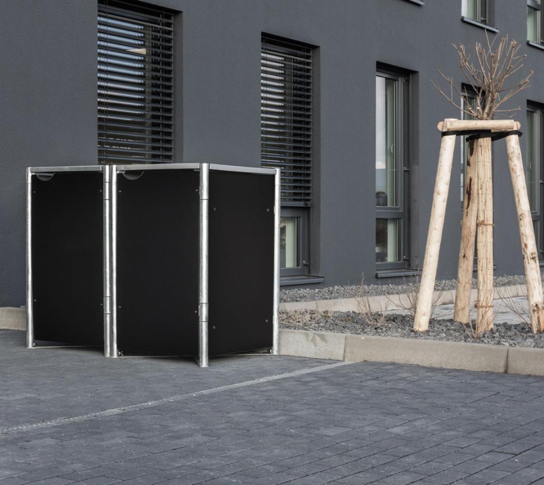Hide Metall Mülltonnenbox für 2 Mülltonnen 120 Liter | Schwarz | 64x121x115 cm Bild 1