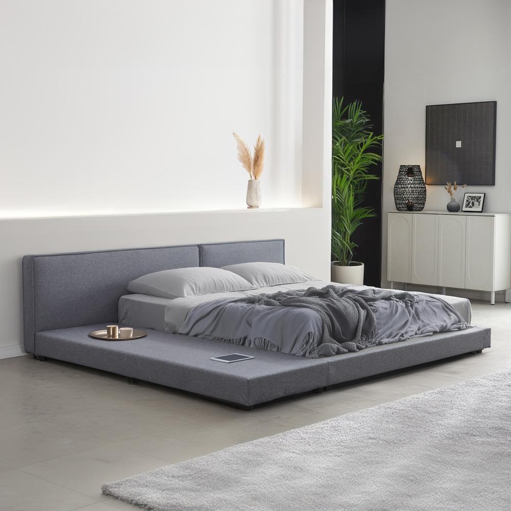 HOME DELUXE Bett mit Ablage GALAXIS, 270 x 200 cm, Grau Bild 1