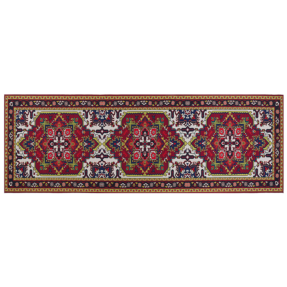 Teppich rot 70 x 200 cm orientalisches Muster Kurzflor COLACHEL Bild 1