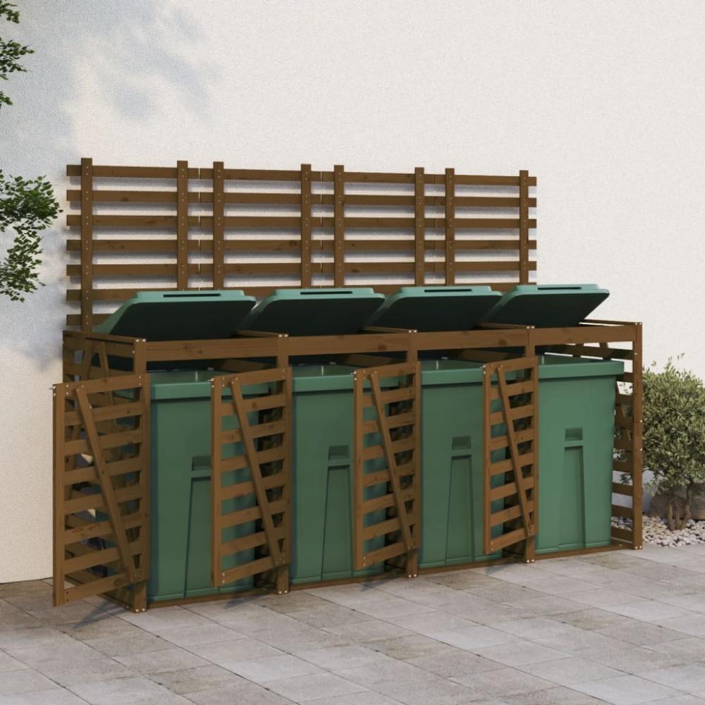 vidaXL Mülltonnenbox für 4 Tonnen Honigbraun Massivholz Kiefer Bild 1