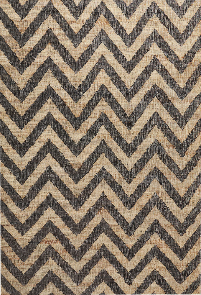 Teppich Jute beige schwarz 160 x 230 cm ZickZack-Muster Kurzflor DEDEPINARI Bild 1