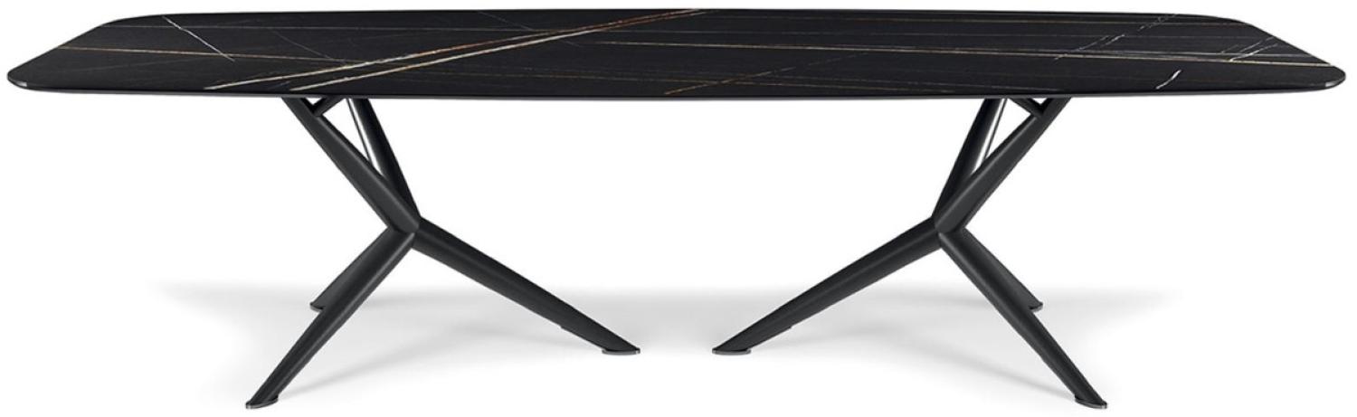 Casa Padrino Luxus Esstisch Schwarz 300 x 120 x H. 75 cm - Esszimmertisch mit hochwertiger Keramik Tischplatte - Moderne Esszimmer Möbel - Luxus Qualität - Made in Italy Bild 1