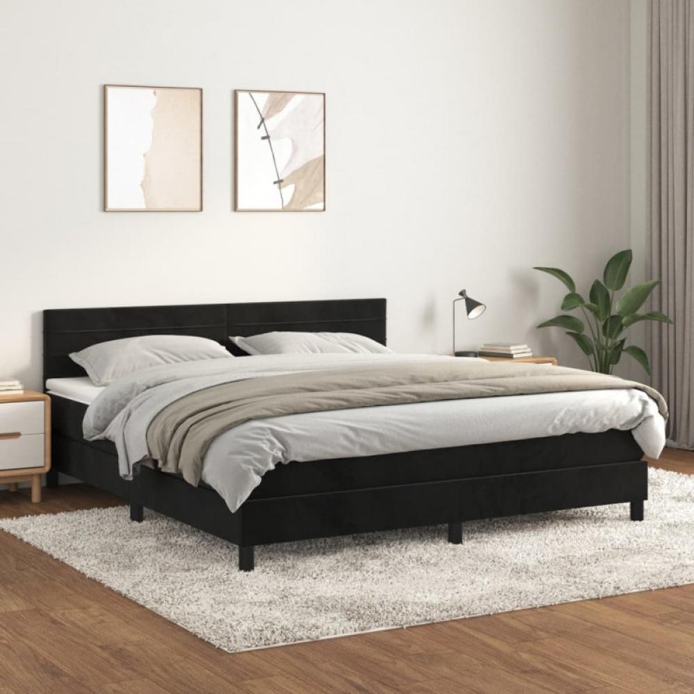 Boxspringbett mit Matratze Schwarz 180x200 cm Samt (Farbe: Schwarz) Bild 1