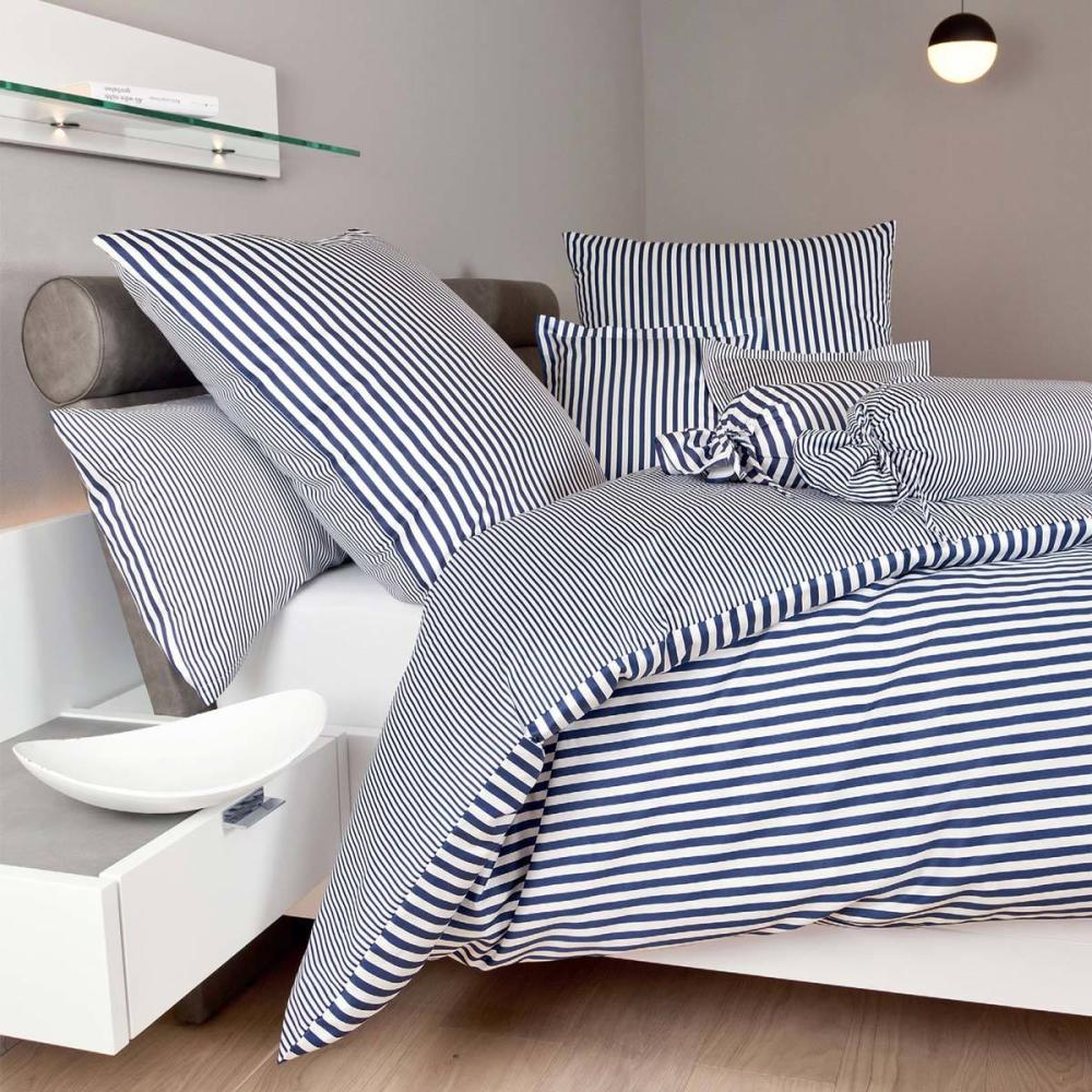 Janine Streifen-Bettwäsche modern classic dunkelblau | Kissenbezug einzeln 40x60 cm Bild 1