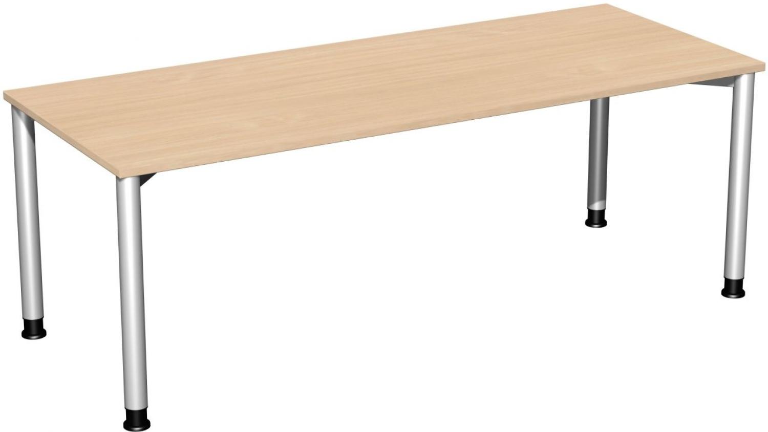 Schreibtisch '4 Fuß Flex' höhenverstellbar, 200x80cm, Buche / Silber Bild 1
