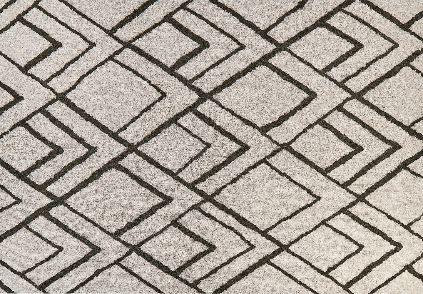 Teppich Baumwolle cremeweiß grün geometrisches Muster 160 x 230 cm Shaggy YESILKOY Bild 1