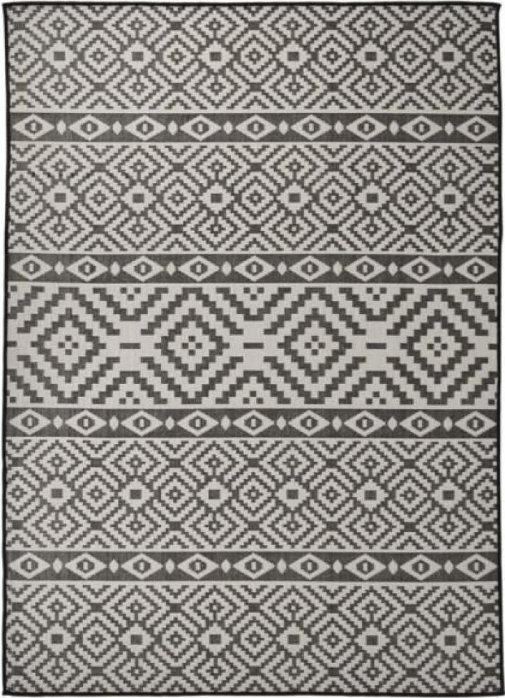 VIDAXL Outdoor-Teppich Flachgewebe 200x280 cm Schwarz Gestreift Bild 1