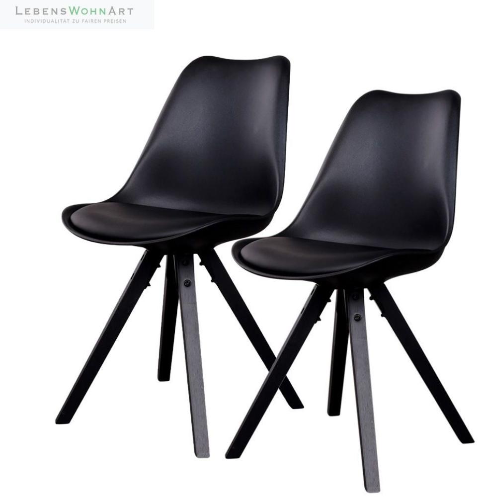 Design Stuhl SKAGEN (2er Set) schwarz - Holzbeine schwarz Bild 1