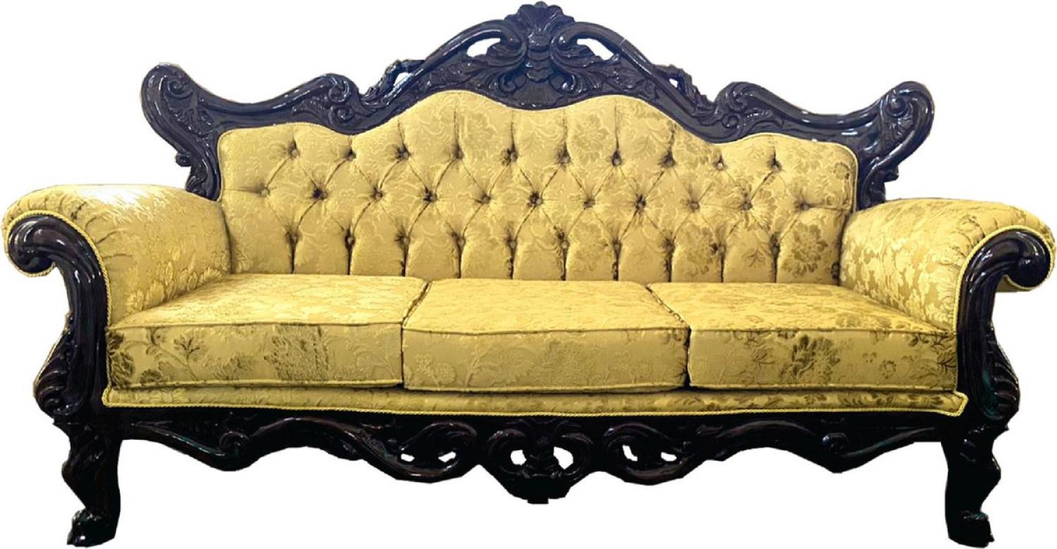 Casa Padrino Luxus Barock Sofa Gold / Dunkelbraun - Prunkvolles Wohnzimmer Sofa mit elegantem Muster - Wohnzimmer Möbel im Barockstil Bild 1