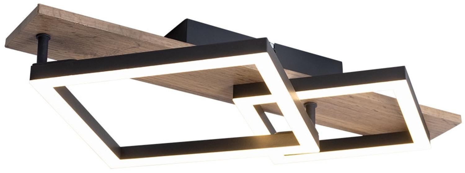 LED Deckenlampe, Metall, Holzoptik, schwarz, L 47,5 cm Bild 1