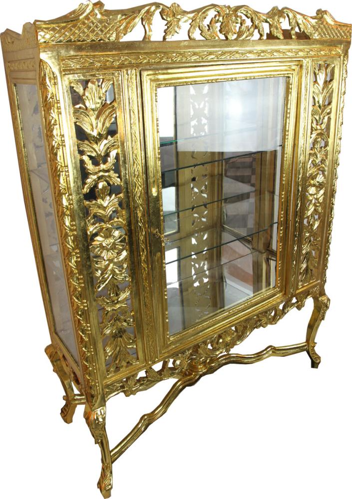 Casa Padrino Barock Glas Vitrine Gold H155 x 116 x 41. 5 cm Barockvitrine Vitrinenschrank Möbel Bild 1