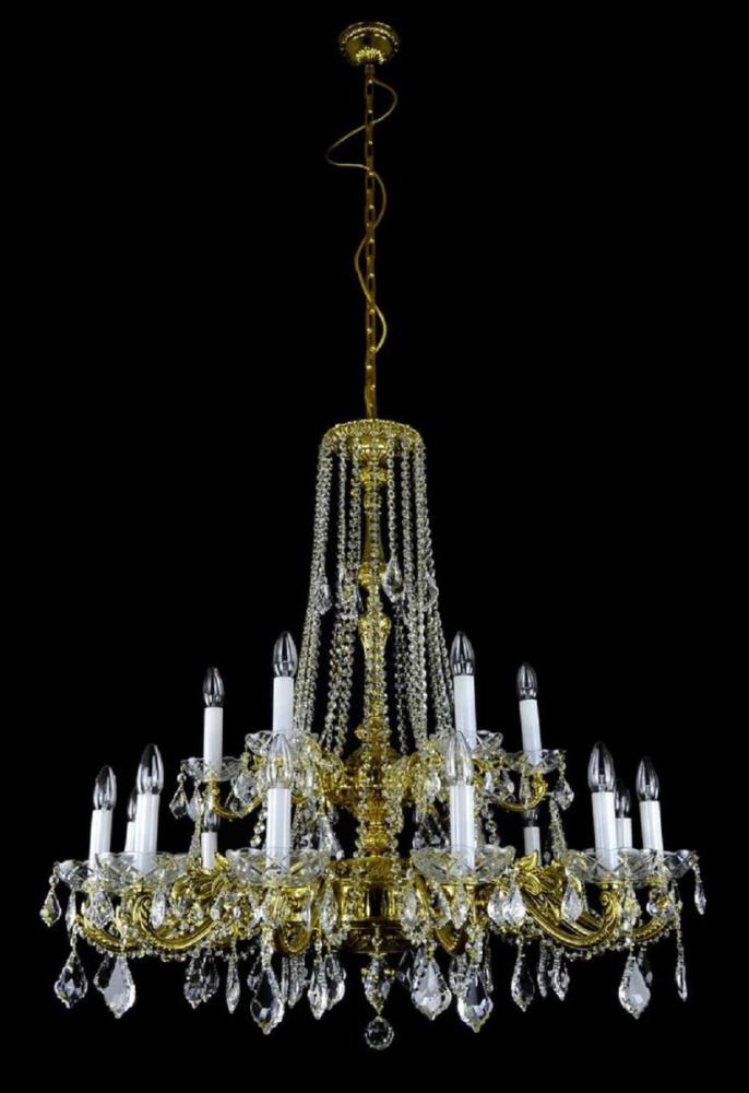Casa Padrino Luxus Barock Kronleuchter Gold Ø 95 x H. 95 cm - Prunkvoller Messing Kronleuchter mit böhmischen Kristallglas - Barock Möbel - Edel & Prunkvoll Bild 1