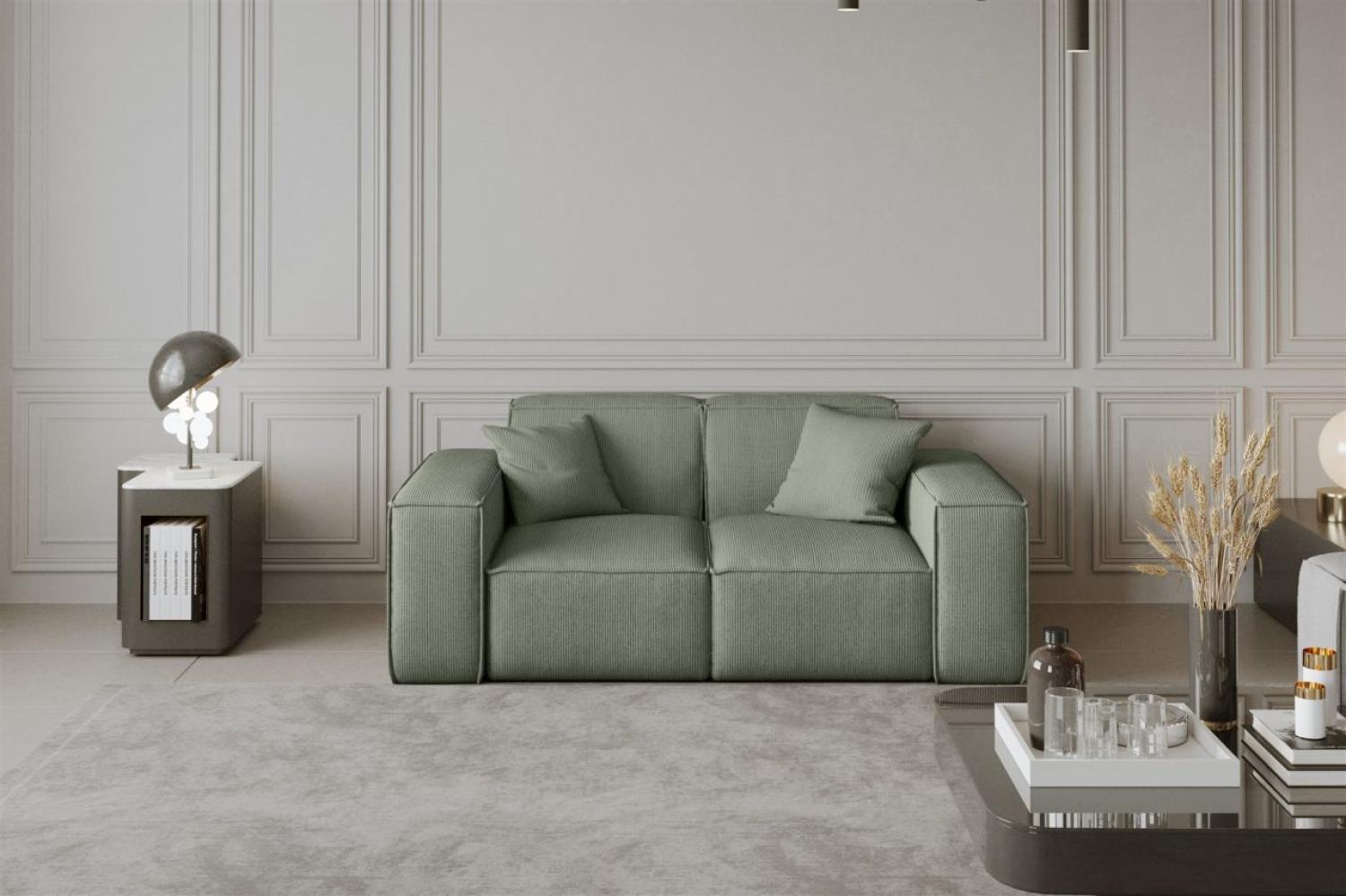 Sofa Designersofa CELES 2-Sitzer in Stoff Scala Olivgrün Bild 1