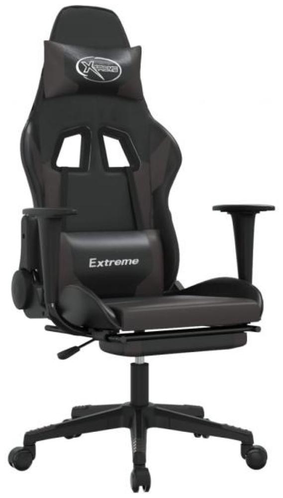Gaming-Stuhl mit Fußstütze Schwarz und Grau Kunstleder Bild 1