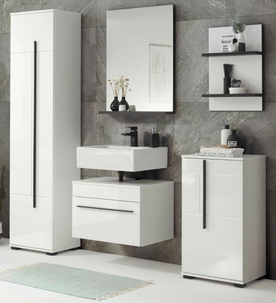 Badmöbel Set 5-teilig Design-D in Hochglanz weiß 170 x 200 cm, ohne Waschbecken Bild 1