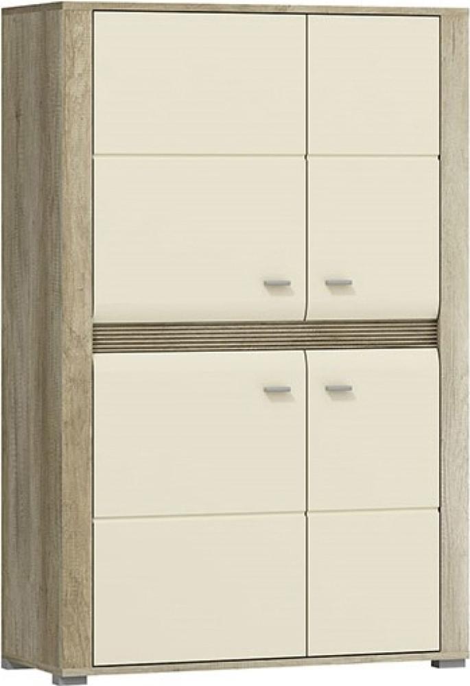 99rooms Detroit Highboard Country Grau Creme Hochglanz Bild 1