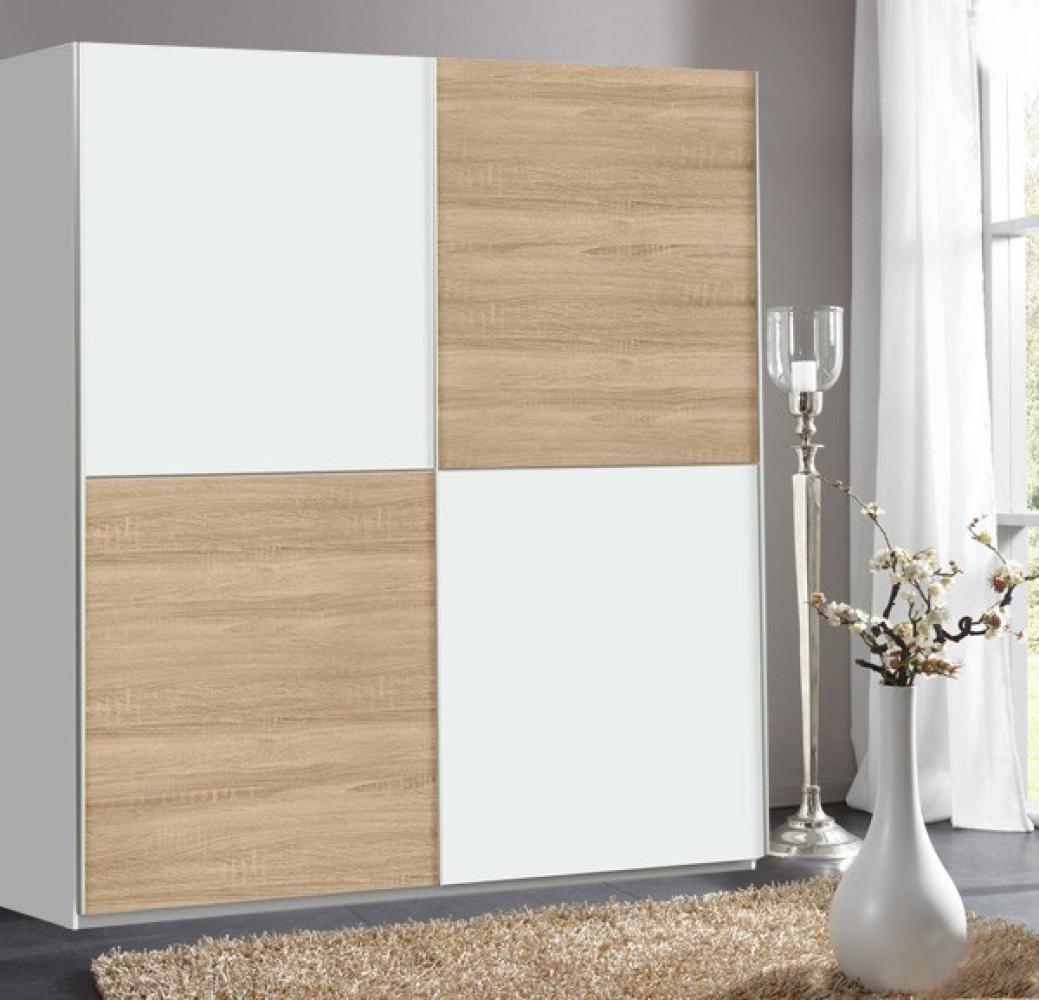 Kleiderschrank Schrank weiss sonoma eiche 2-türig 170cm Bild 1