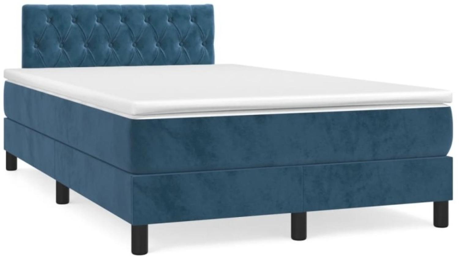 Boxspringbett mit Matratze Dunkelblau 120x190 cm Samt (Farbe: Blau) Bild 1