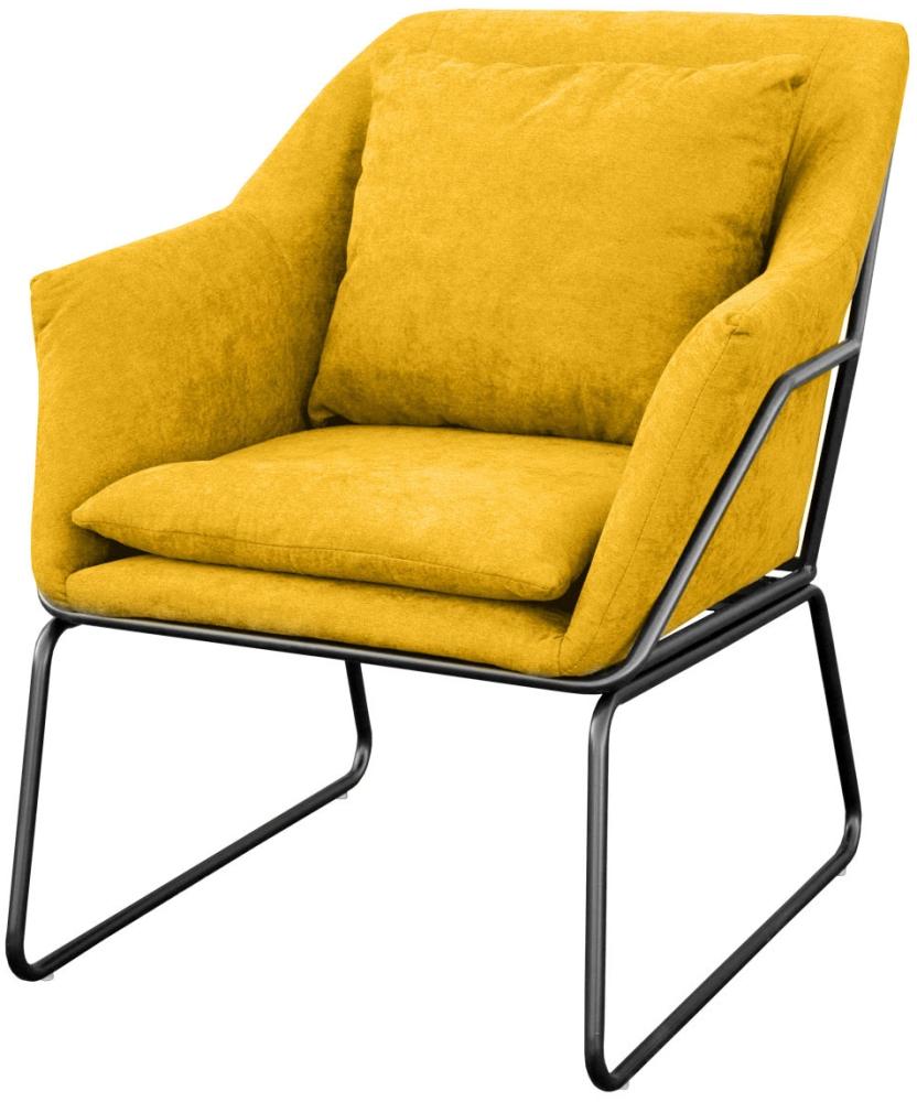 SVITA JOSIE Sessel gepolstert Beistellsessel gelb Couch Einzel Relaxsessel Stoff Bild 1