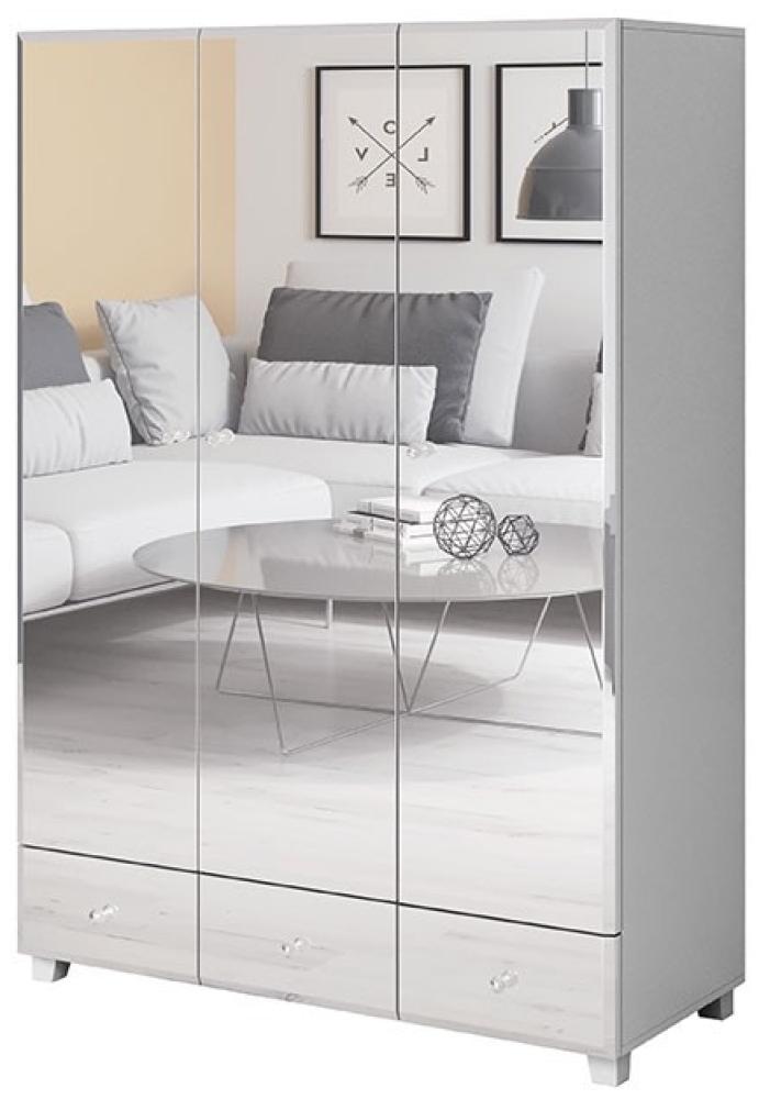Kleiderschrank Bellagio Schlafzimmerschrank 129cm weiß Spiegelfront Bild 1