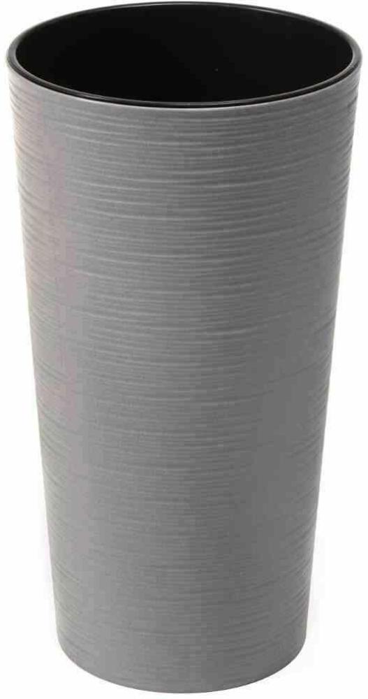 SIENA GARDEN Pflanzgefäß ECO Locon, grau, Ø 25 x 46,5 cm Kunststoffgefäß mit Holzfaseranteil und Einsatz Bild 1