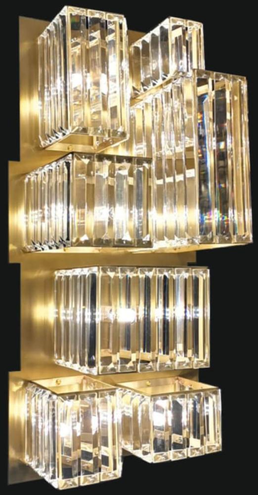 Casa Padrino Luxus Designer Kristallglas LED Wandleuchte Mattgold 26 x H. 63 cm - Luxus Kollektion Bild 1