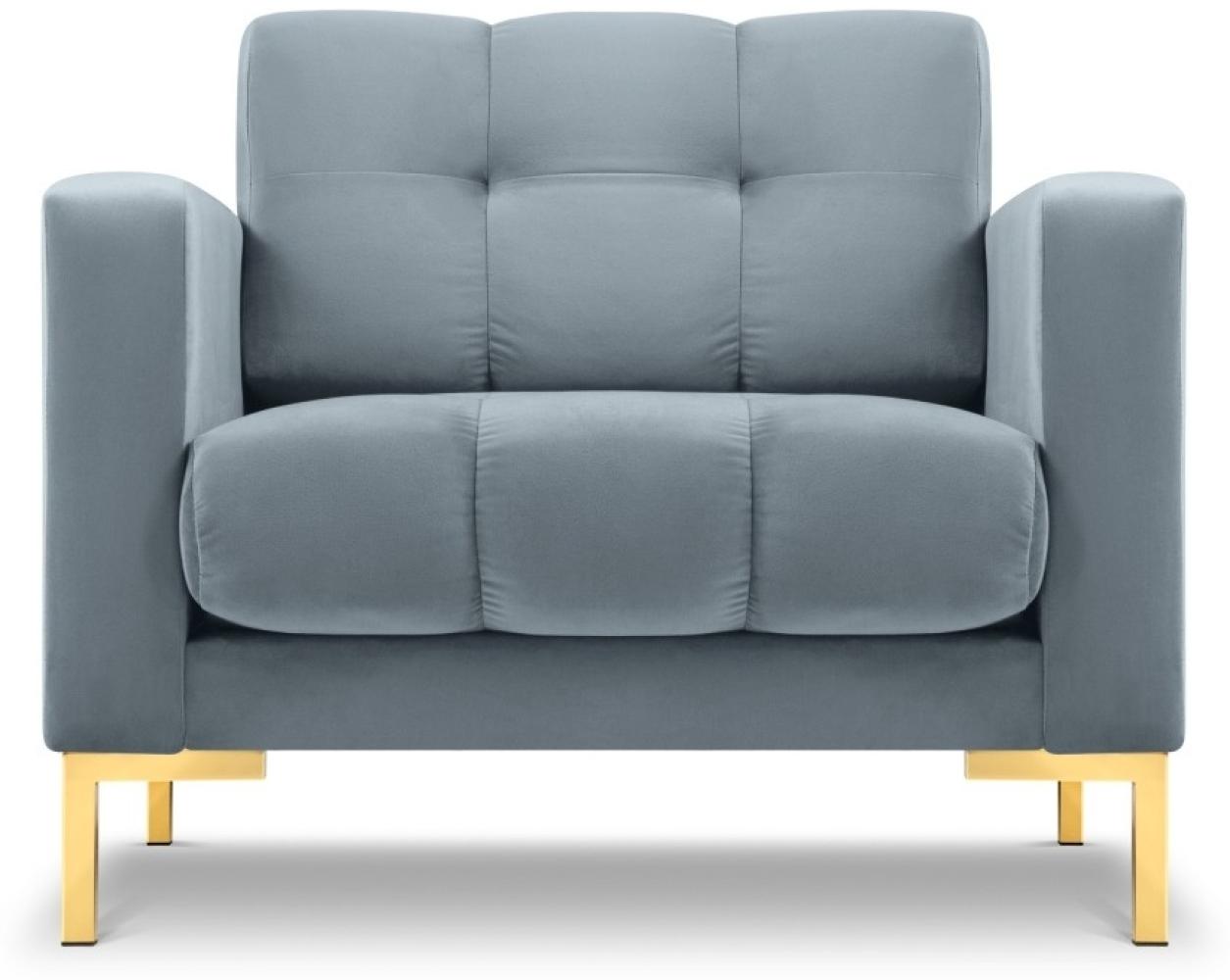 Micadoni Samtstoff Sessel Mamaia | Bezug Light Blue | Beinfarbe Gold Metal Bild 1