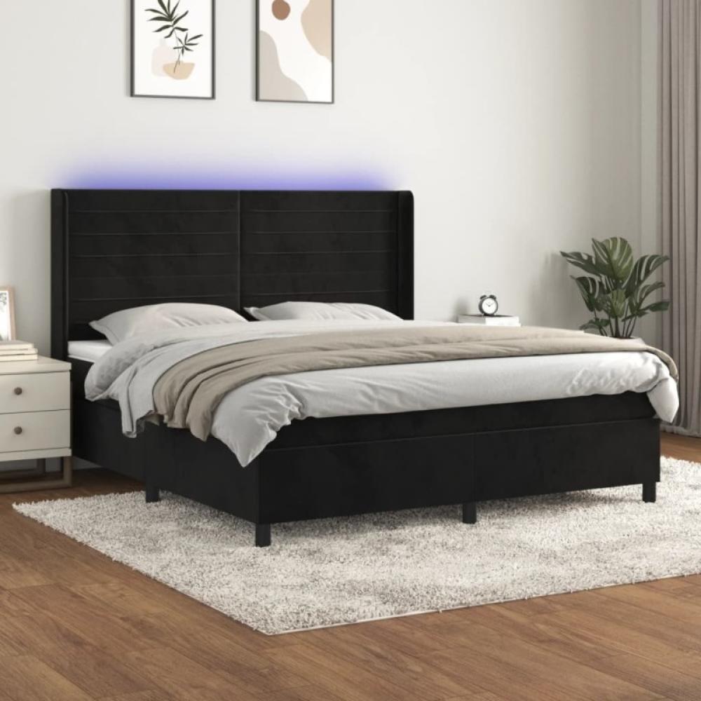 Boxspringbett mit Matratze & LED Schwarz 180x200 cm Samt (Farbe: Schwarz) Bild 1