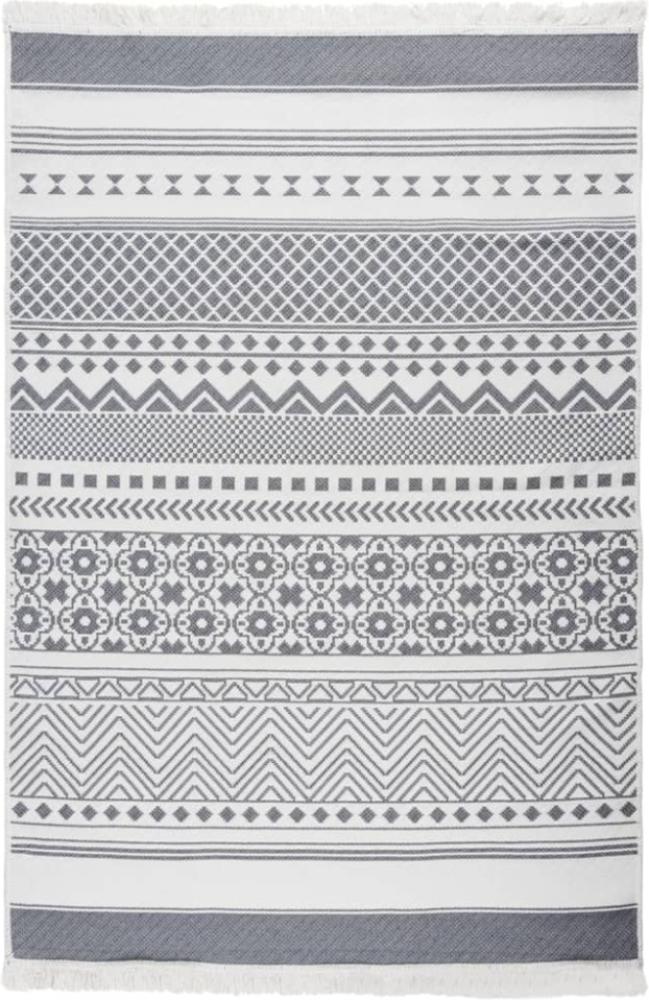 Teppich Grau und Weiß 160x230 cm Baumwolle Bild 1