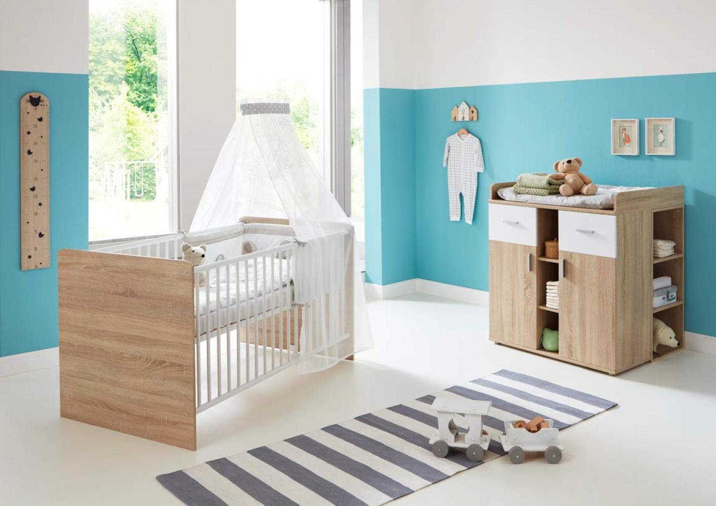 moebel-dich-auf Babyzimmer Komplettset/Kinderzimmer komplett Set Elisa Verschiedene Varianten in Eiche Sonoma/Weiß (Elisa 6) Bild 1