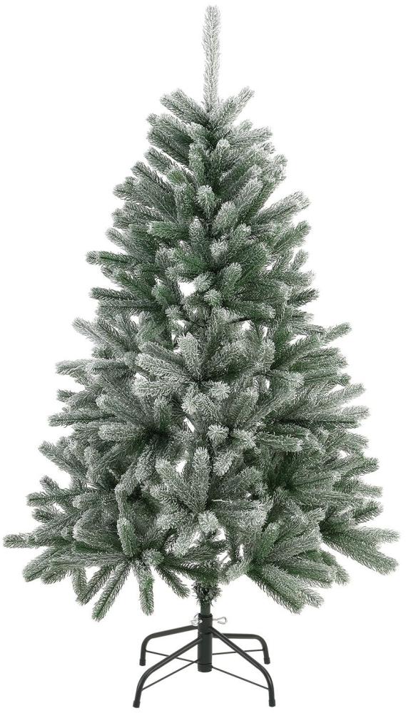 Juskys Künstlicher Weihnachtsbaum Talvi 140 cm mit Schnee & Metall Ständer, naturgetreu, einfacher Aufbau, Tannenbaum Christbaum Weihnachtsdeko künstlich Bild 1