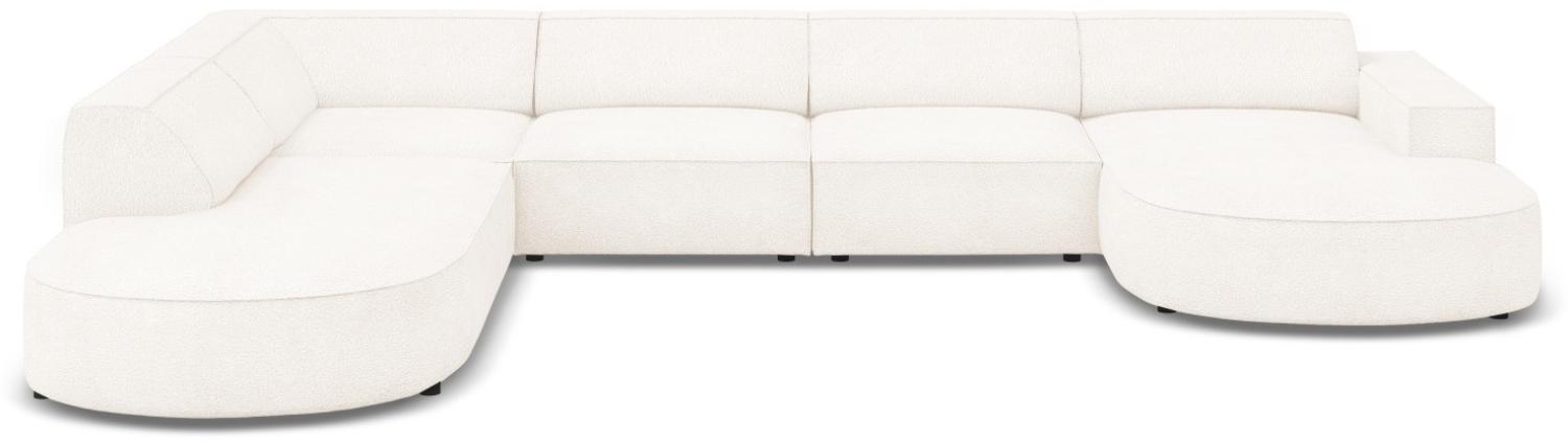 Micadoni 7-Sitzer Boucle Panorama Ecke links Sofa Jodie | Bezug Beige | Beinfarbe Black Plastic Bild 1