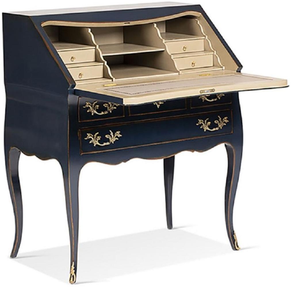 Casa Padrino Luxus Barock Sekretär Blau / Gold / Beige - Handgefertigter Schreibtisch im Barockstil - Barock Büro Möbel - Luxus Möbel im Barockstil - Luxus Qualität - Made in Italy Bild 1