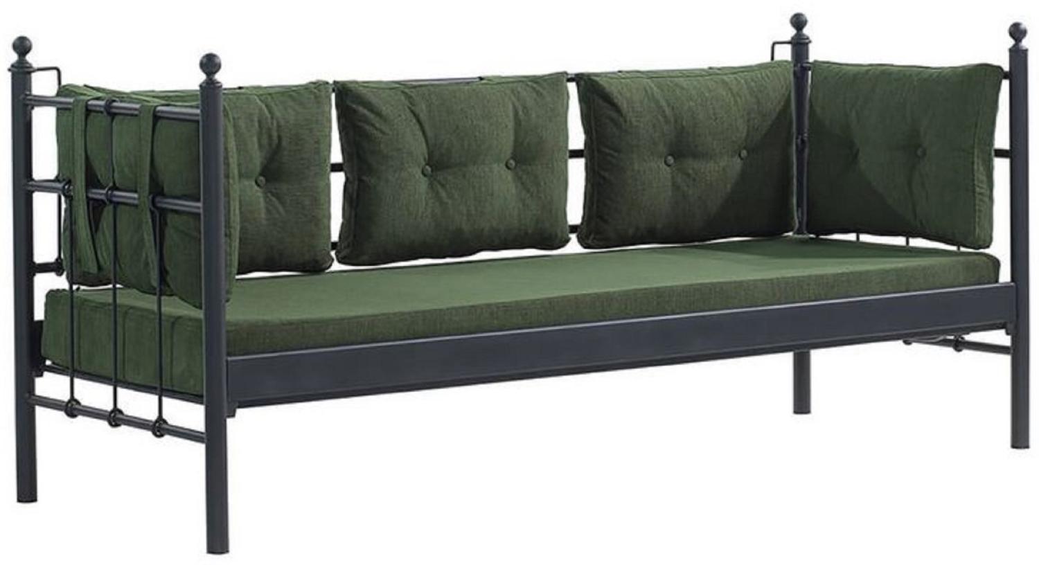 Casa Padrino Jugendstil Gartensofa Schwarz / Dunkelgrün 200 x 70 x H. 92 cm - Garten Sofa - Terrassen Sofa - Garten & Terrassen Möbel Bild 1